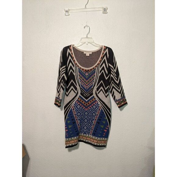 Flying Tomato Women's Three-Quarter Sleeve Geometric Printed Knit Dress Sz M - Picture 13 of 14